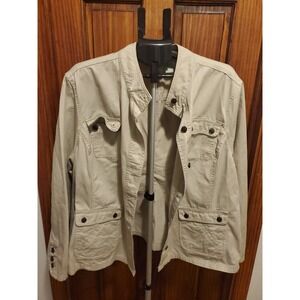 STO Susquehanna Trail Outfitters Womens 3XL Khaki Denim Jean Jacket Shacket Plus